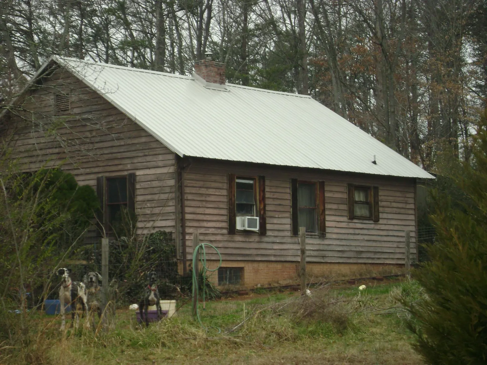 White metal roof on an old wood sided farmhouse, from a Asphalt Shingle Roof Repair job in Andersonville